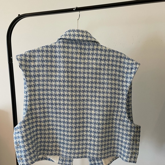 Zara Blue & White Houndstooth Vest - Picture 2 of 2